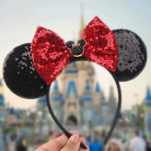 Red and Black Sequin Mouse Ears Headband